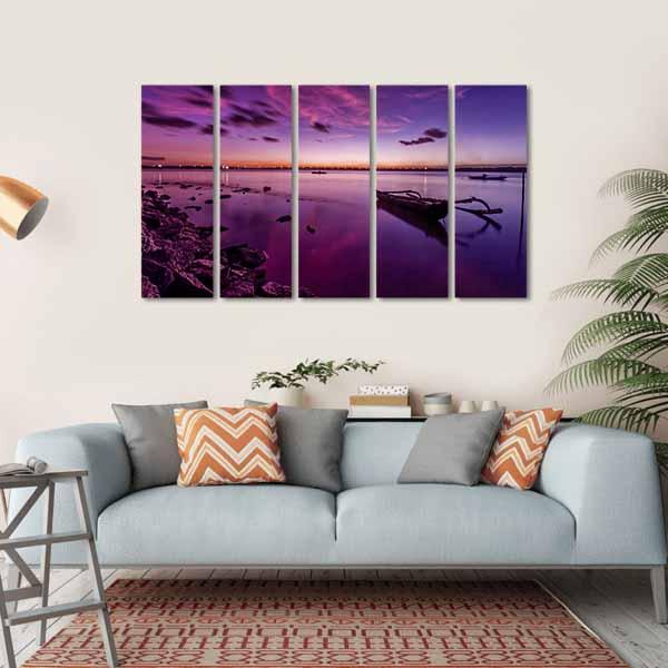 Bali Beach After Sunset Canvas Wall Art-5 Horizontal-Gallery Wrap-22" x 12"-Tiaracle