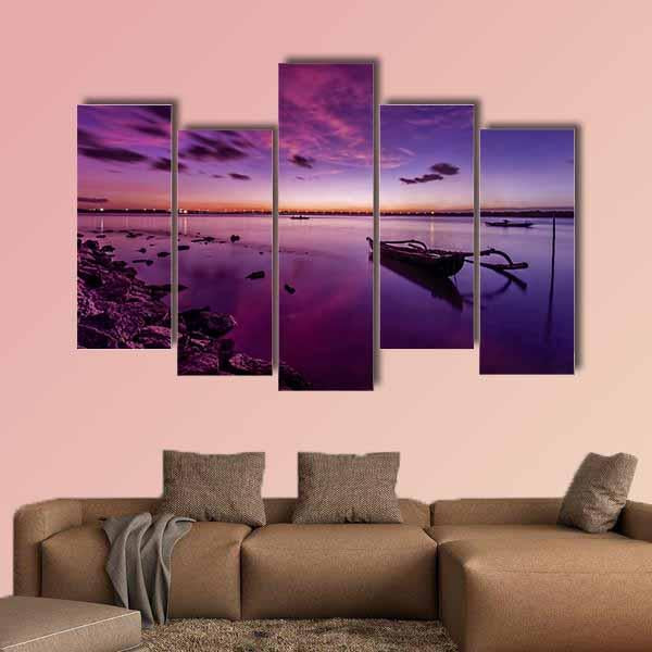 Bali Beach After Sunset Canvas Wall Art-5 Pop-Gallery Wrap-32" x 21"-Tiaracle