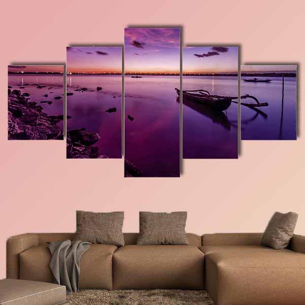 Bali Beach After Sunset Canvas Wall Art-5 Star-Gallery Wrap-42" x 21"-Tiaracle