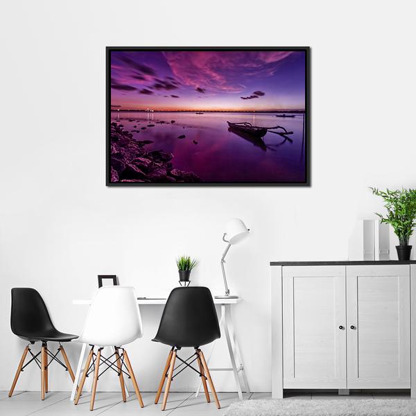 Bali Beach After Sunset Canvas Wall Art-5 Horizontal-Gallery Wrap-22" x 12"-Tiaracle