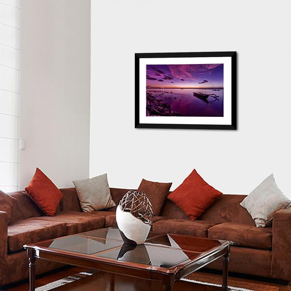 Bali Beach After Sunset Canvas Wall Art-5 Horizontal-Gallery Wrap-22" x 12"-Tiaracle