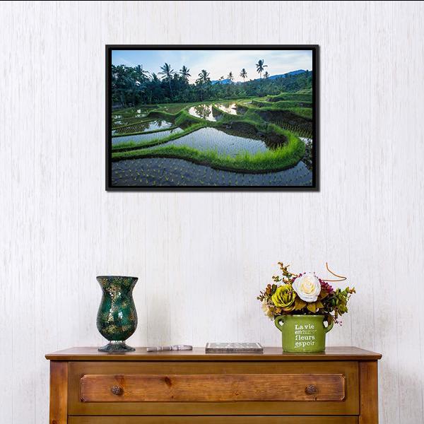 Bali Rice Terraces Canvas Wall Art-1 Piece-Floating Frame-24" x 16"-Tiaracle