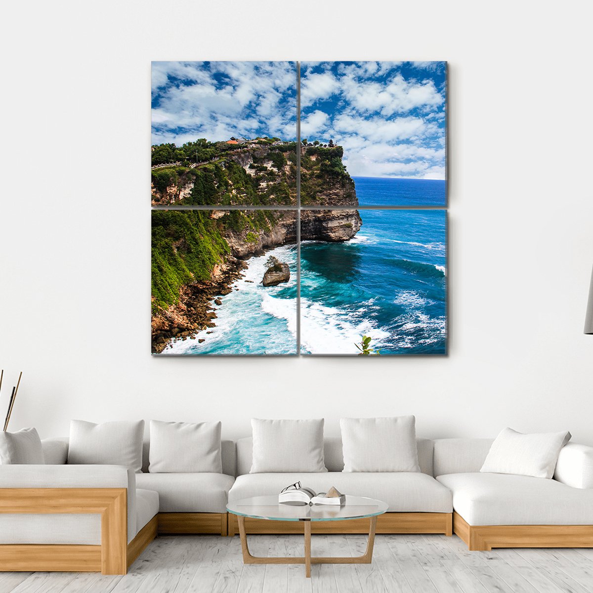 Bali Uluwatu Cliff Canvas Wall Art-4 Square-Gallery Wrap-17" x 17"-Tiaracle