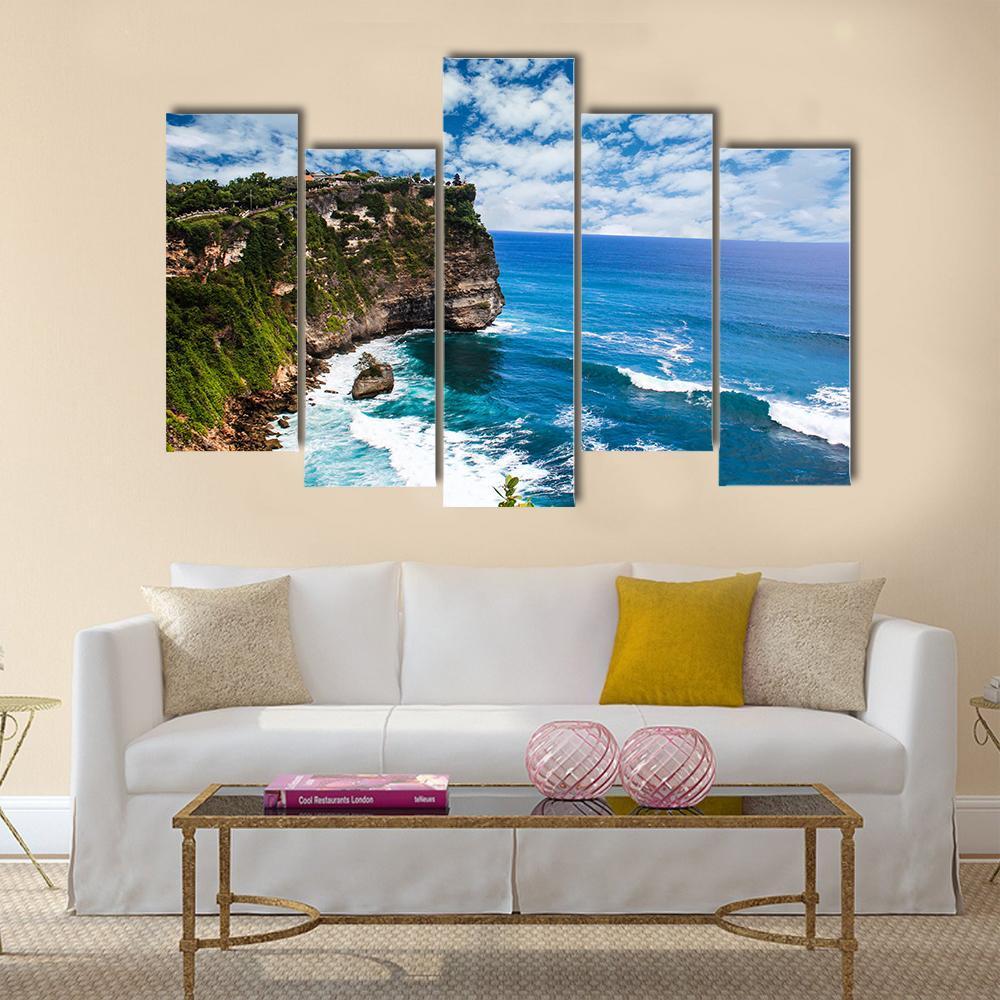 Bali Uluwatu Cliff Canvas Wall Art-5 Pop-Gallery Wrap-47" x 32"-Tiaracle