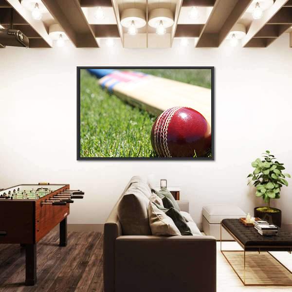 Ball &amp; Bat On Grass Canvas Wall Art-3 Horizontal-Gallery Wrap-25&quot; x 16&quot;-Tiaracle