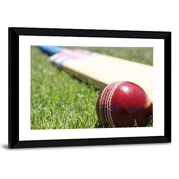Ball &amp; Bat On Grass Canvas Wall Art-3 Horizontal-Gallery Wrap-25&quot; x 16&quot;-Tiaracle