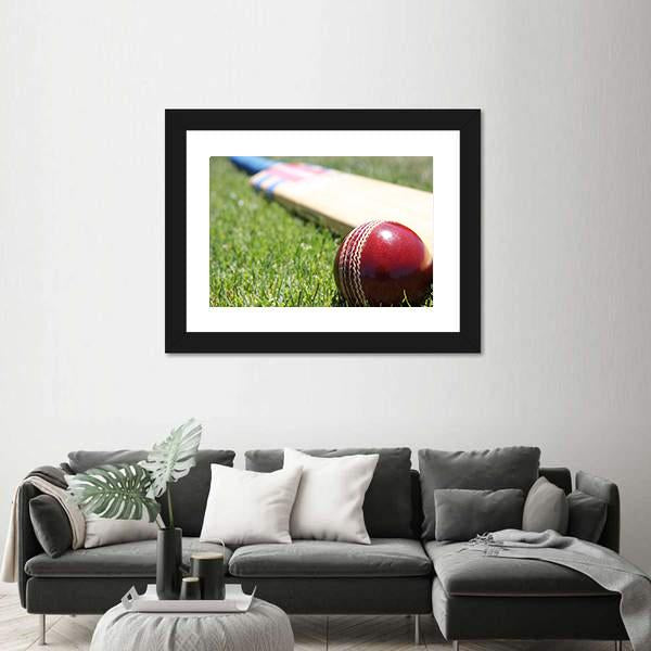 Ball &amp; Bat On Grass Canvas Wall Art-3 Horizontal-Gallery Wrap-25&quot; x 16&quot;-Tiaracle