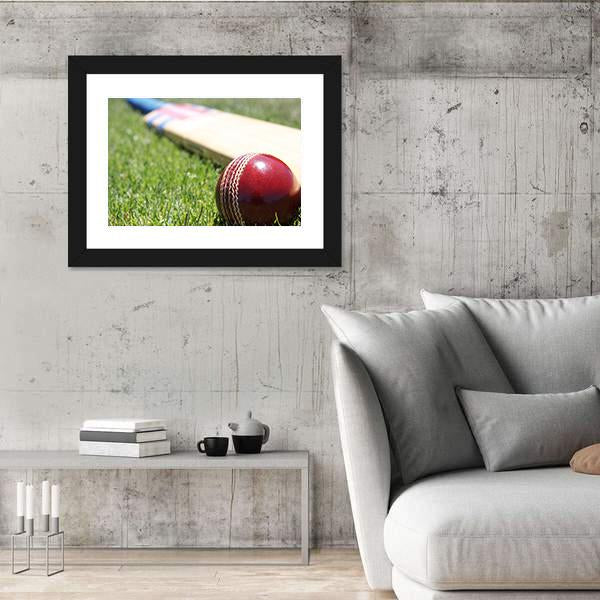 Ball &amp; Bat On Grass Canvas Wall Art-3 Horizontal-Gallery Wrap-25&quot; x 16&quot;-Tiaracle