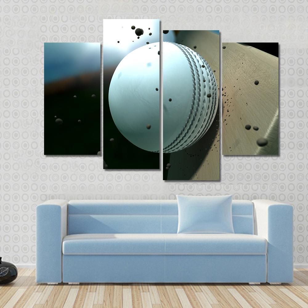 Ball Hitting Bat Canvas Wall Art-4 Pop-Gallery Wrap-50&quot; x 32&quot;-Tiaracle