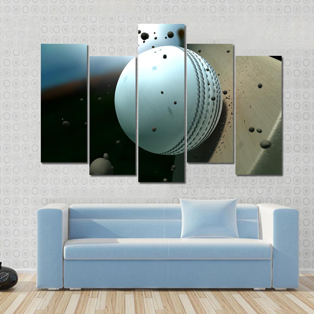 Ball Hitting Bat Canvas Wall Art-3 Horizontal-Gallery Wrap-37" x 24"-Tiaracle