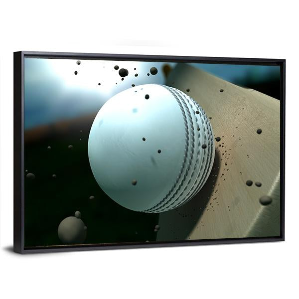 Ball Hitting Bat Canvas Wall Art-3 Horizontal-Gallery Wrap-25&quot; x 16&quot;-Tiaracle