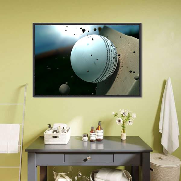 Ball Hitting Bat Canvas Wall Art-3 Horizontal-Gallery Wrap-25&quot; x 16&quot;-Tiaracle