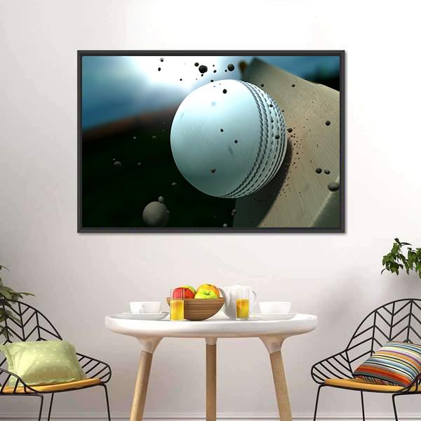 Ball Hitting Bat Canvas Wall Art-1 Piece-Floating Frame-24&quot; x 16&quot;-Tiaracle