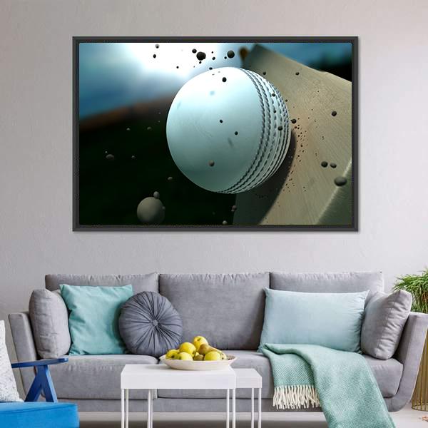 Ball Hitting Bat Canvas Wall Art-3 Horizontal-Gallery Wrap-25&quot; x 16&quot;-Tiaracle