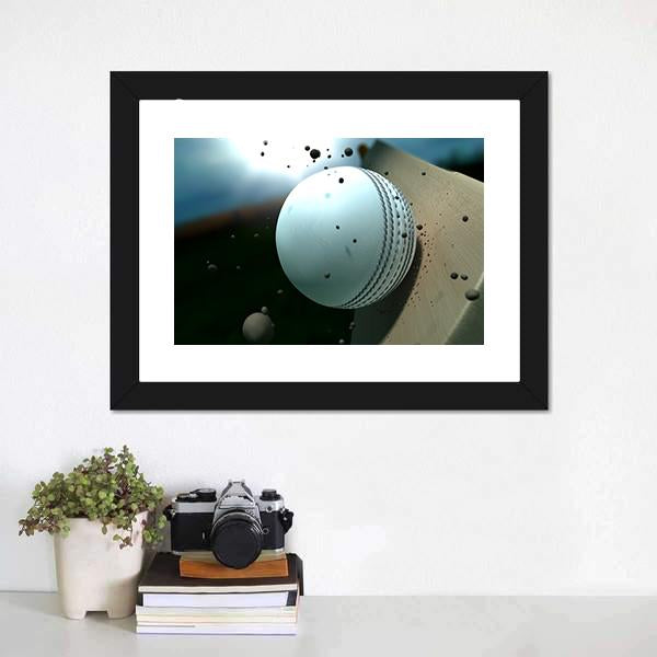 Ball Hitting Bat Canvas Wall Art-3 Horizontal-Gallery Wrap-25&quot; x 16&quot;-Tiaracle