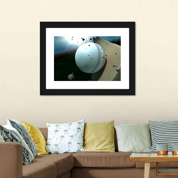 Ball Hitting Bat Canvas Wall Art-1 Piece-Framed Print-20&quot; x 16&quot;-Tiaracle