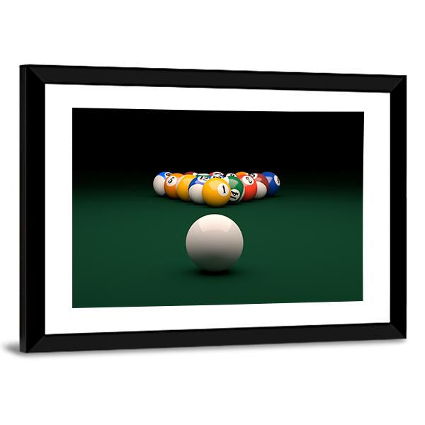 Balls On Billiards Green Table Canvas Wall Art-5 Horizontal-Gallery Wrap-22&quot; x 12&quot;-Tiaracle