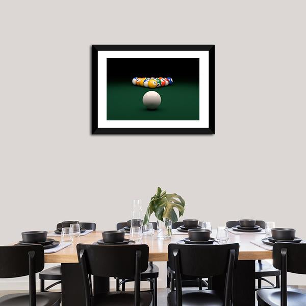 Balls On Billiards Green Table Canvas Wall Art-5 Horizontal-Gallery Wrap-22&quot; x 12&quot;-Tiaracle