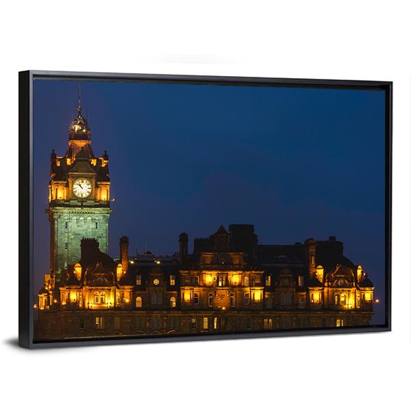 Balmoral Hotel Night View Canvas Wall Art-3 Horizontal-Gallery Wrap-25" x 16"-Tiaracle