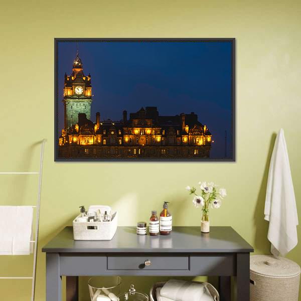 Balmoral Hotel Night View Canvas Wall Art-3 Horizontal-Gallery Wrap-25" x 16"-Tiaracle