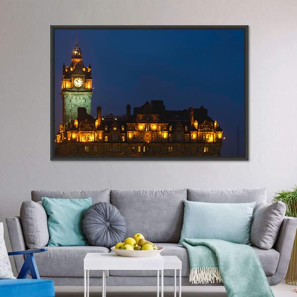 Balmoral Hotel Night View Canvas Wall Art-3 Horizontal-Gallery Wrap-25" x 16"-Tiaracle
