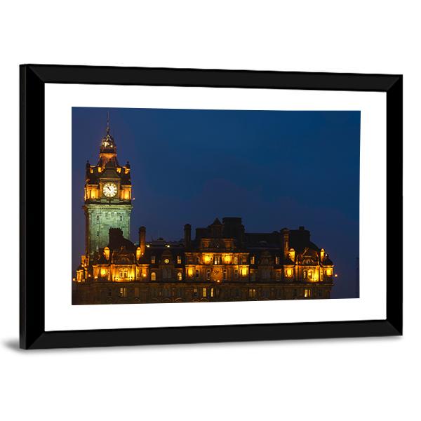 Balmoral Hotel Night View Canvas Wall Art-3 Horizontal-Gallery Wrap-25" x 16"-Tiaracle