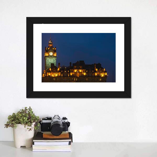 Balmoral Hotel Night View Canvas Wall Art-3 Horizontal-Gallery Wrap-25" x 16"-Tiaracle