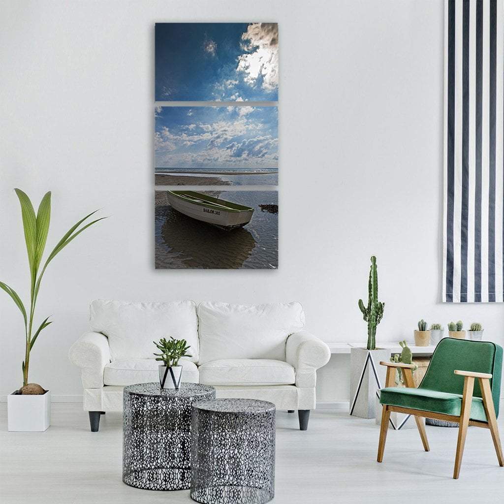 Baltic Sea Coast With Boat Vertical Canvas Wall Art-3 Vertical-Gallery Wrap-12" x 25"-Tiaracle