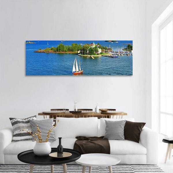 Baltic Sea In Helsinki Finland Panoramic Canvas Wall Art-1 Piece-36" x 12"-Tiaracle