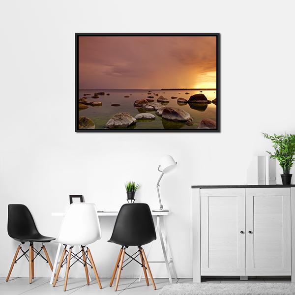 Baltic Sea In Tallinn Canvas Wall Art-1 Piece-Floating Frame-24" x 16"-Tiaracle
