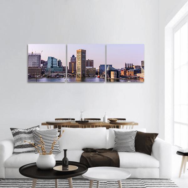 Baltimore Cityscape Skyline Panoramic Canvas Wall Art-3 Piece-25" x 08"-Tiaracle