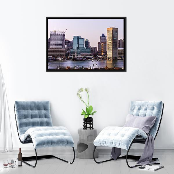 Baltimore Cityscape Skyline Panoramic Canvas Wall Art-1 Piece-36" x 12"-Tiaracle