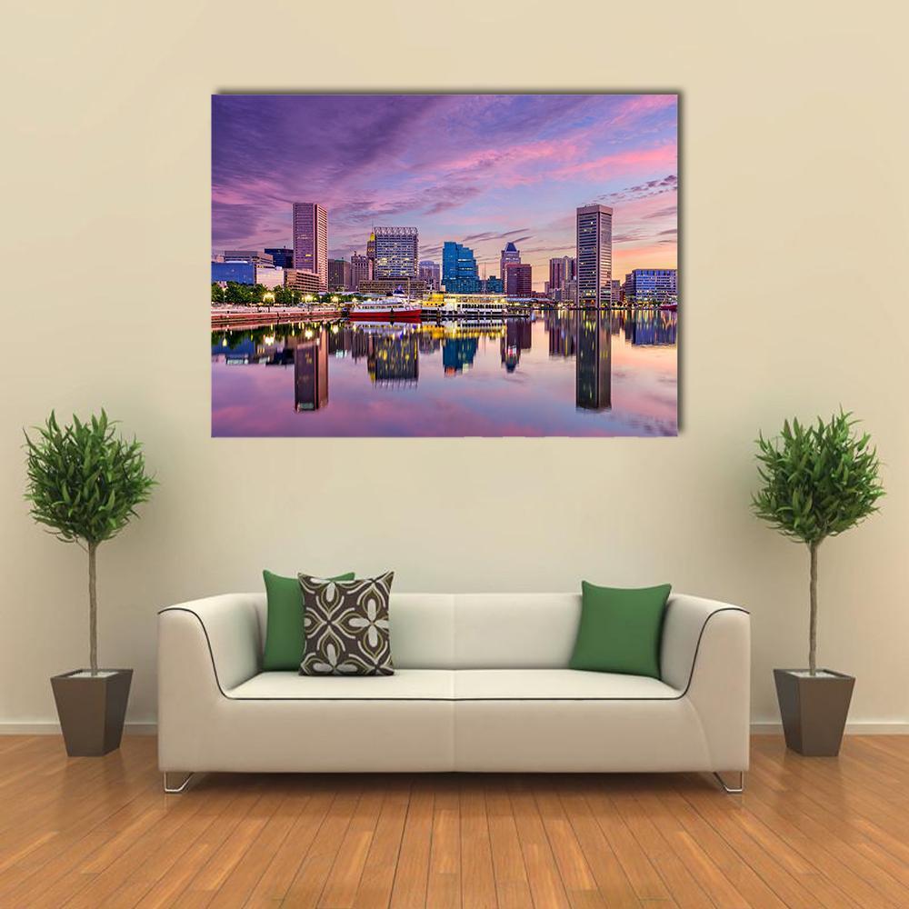 Maryland Skyline Canvas Wall Art-1 Piece-Gallery Wrap-48" x 32"-Tiaracle