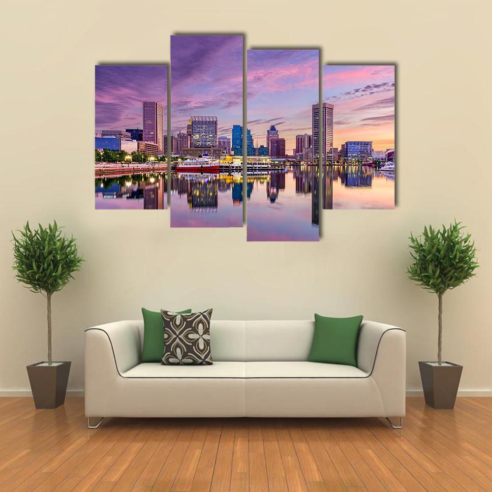 Maryland Skyline Canvas Wall Art-4 Pop-Gallery Wrap-50" x 32"-Tiaracle