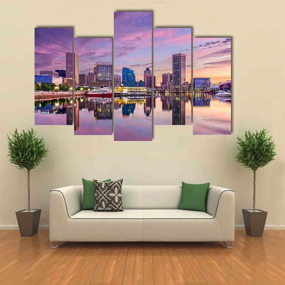 Maryland Skyline Canvas Wall Art-5 Pop-Gallery Wrap-47" x 32"-Tiaracle