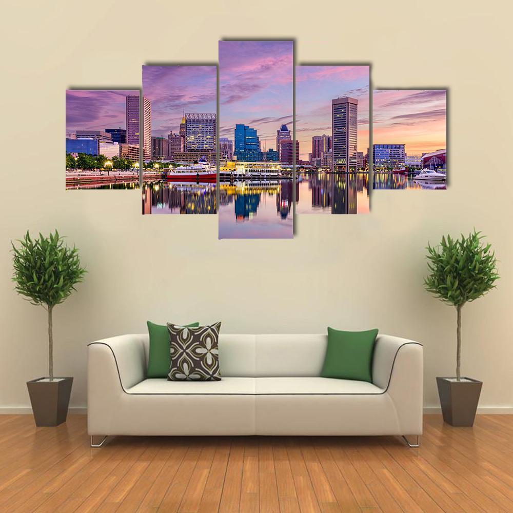 Maryland Skyline Canvas Wall Art-5 Star-Gallery Wrap-62" x 32"-Tiaracle
