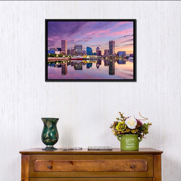 Maryland Skyline Canvas Wall Art-1 Piece-Floating Frame-24" x 16"-Tiaracle