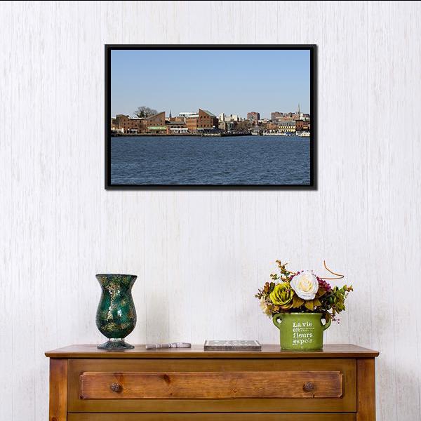 Baltimore Seascape With City View Panoramic Canvas Wall Art-1 Piece-36" x 12"-Tiaracle