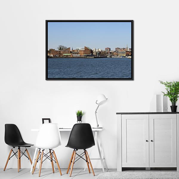 Baltimore Seascape With City View Panoramic Canvas Wall Art-1 Piece-36" x 12"-Tiaracle