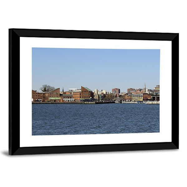 Baltimore Seascape With City View Panoramic Canvas Wall Art-1 Piece-36" x 12"-Tiaracle
