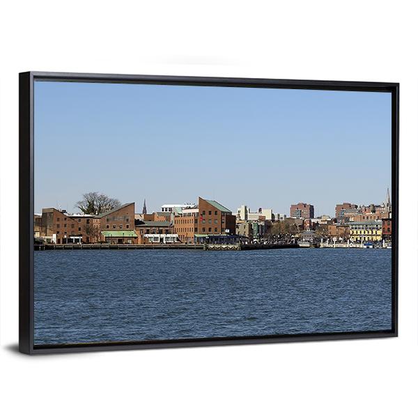 Baltimore Seascape With City View Panoramic Canvas Wall Art-1 Piece-36" x 12"-Tiaracle
