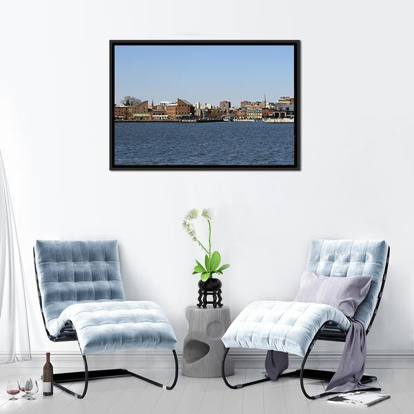 Baltimore Seascape With City View Panoramic Canvas Wall Art-1 Piece-36" x 12"-Tiaracle