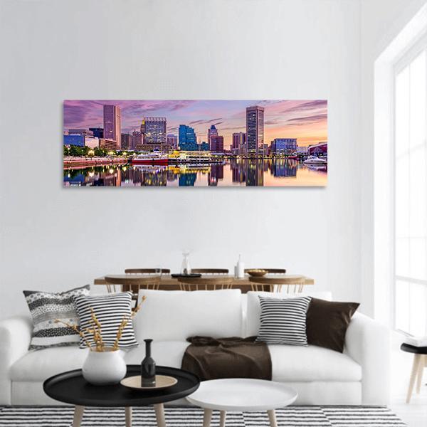 Maryland Skyline Panoramic Canvas Wall Art-3 Piece-25" x 08"-Tiaracle