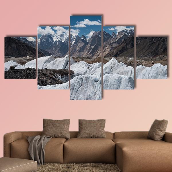 Baltoro Glacier Landscape Canvas Wall Art-5 Star-Gallery Wrap-62&quot; x 32&quot;-Tiaracle