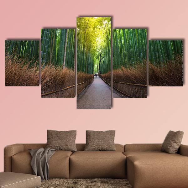 Bamboo Forest Japan Canvas Wall Art-5 Star-Gallery Wrap-62&quot; x 32&quot;-Tiaracle