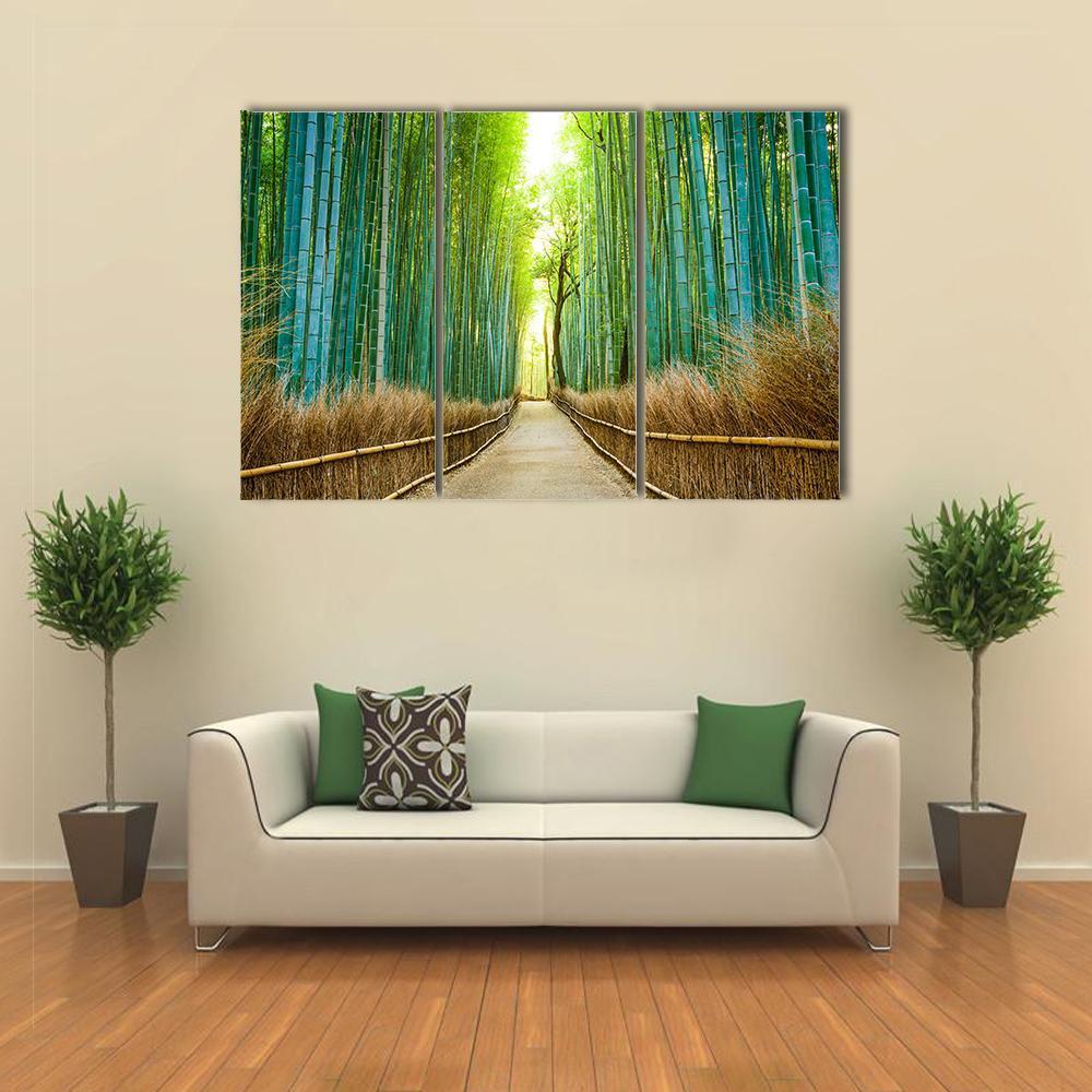 Bamboo Forest In Kyoto Canvas Wall Art-3 Horizontal-Gallery Wrap-37&quot; x 24&quot;-Tiaracle