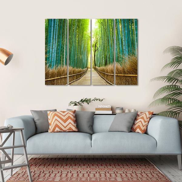 Bamboo Forest In Kyoto Canvas Wall Art-4 Horizontal-Gallery Wrap-34" x 24"-Tiaracle
