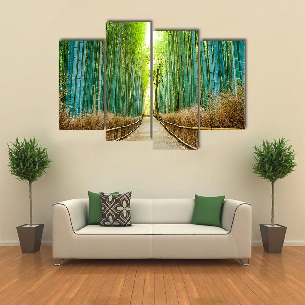 Bamboo Forest In Kyoto Canvas Wall Art-4 Pop-Gallery Wrap-50&quot; x 32&quot;-Tiaracle