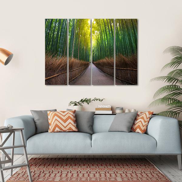 Bamboo Forest Japan Canvas Wall Art-4 Horizontal-Gallery Wrap-34" x 24"-Tiaracle