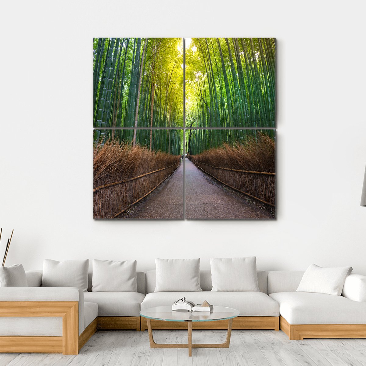 Bamboo Forest Japan Canvas Wall Art-4 Square-Gallery Wrap-17" x 17"-Tiaracle
